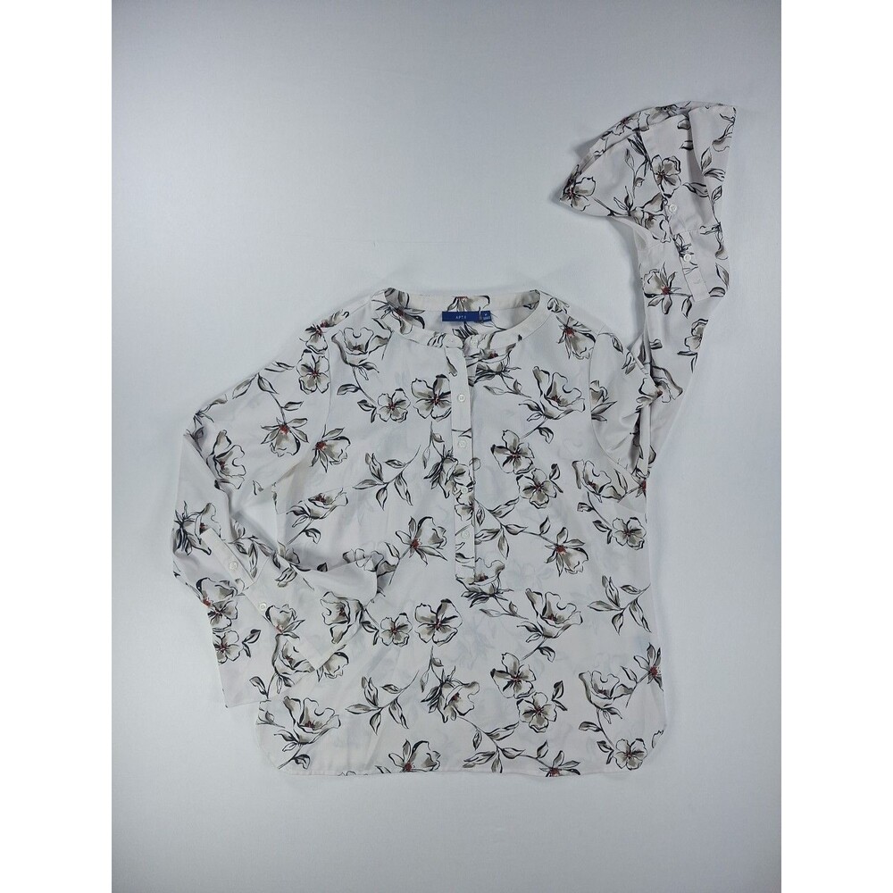 APT.9 Women's M White Floral Bell Sleeve Blouse – Artistic Flower Prin